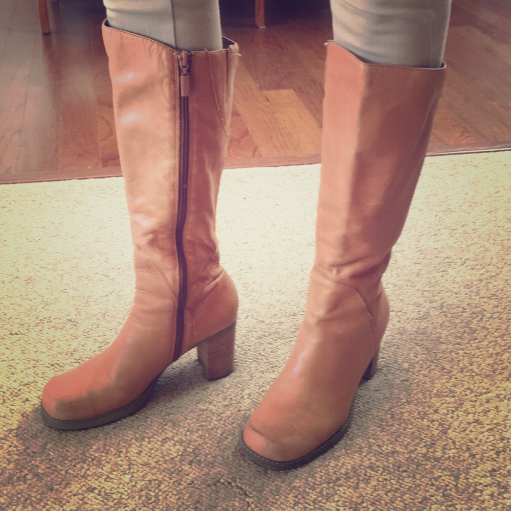 Tan leather boots